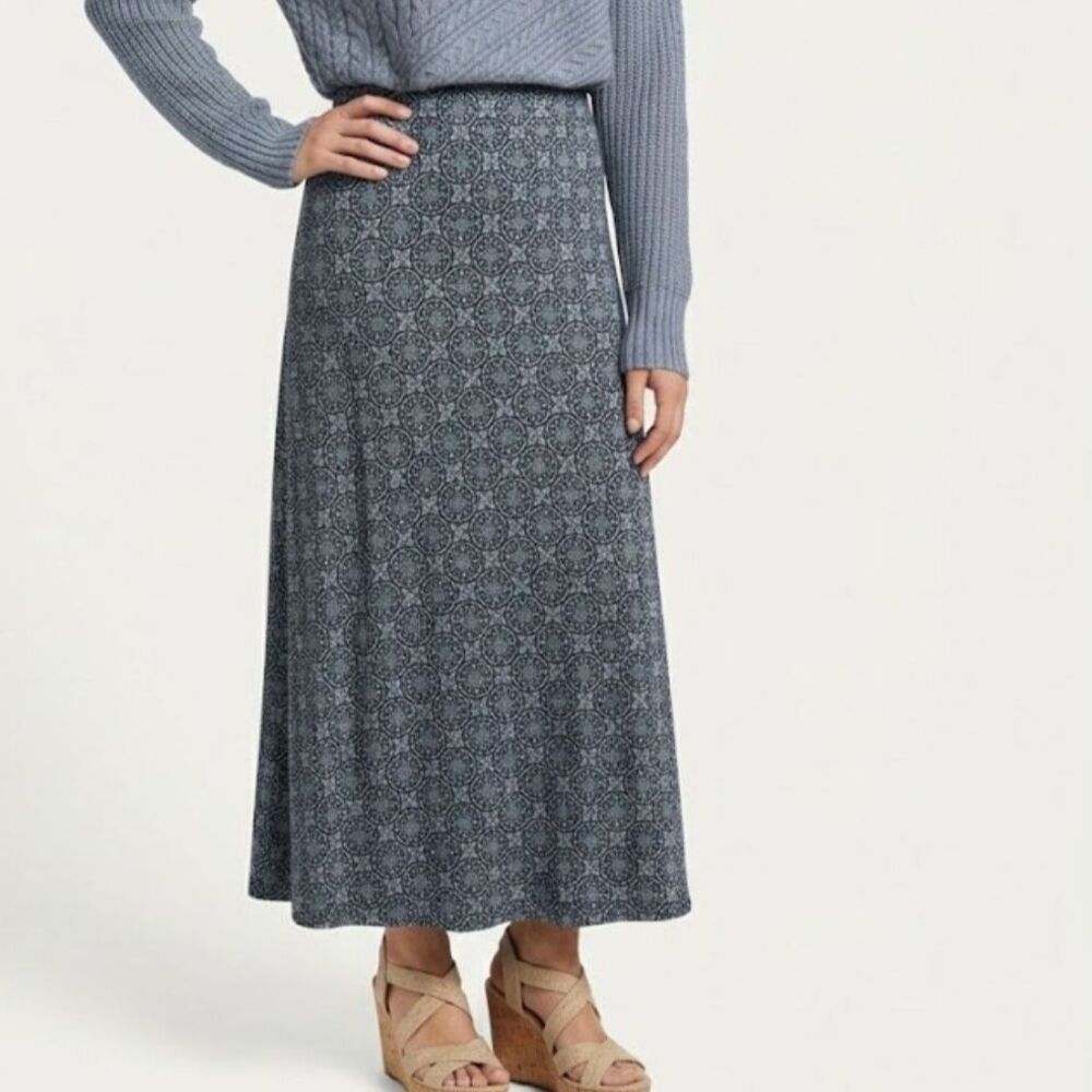 J Jill XL maxi skirt blue black geometric casual summer skirt